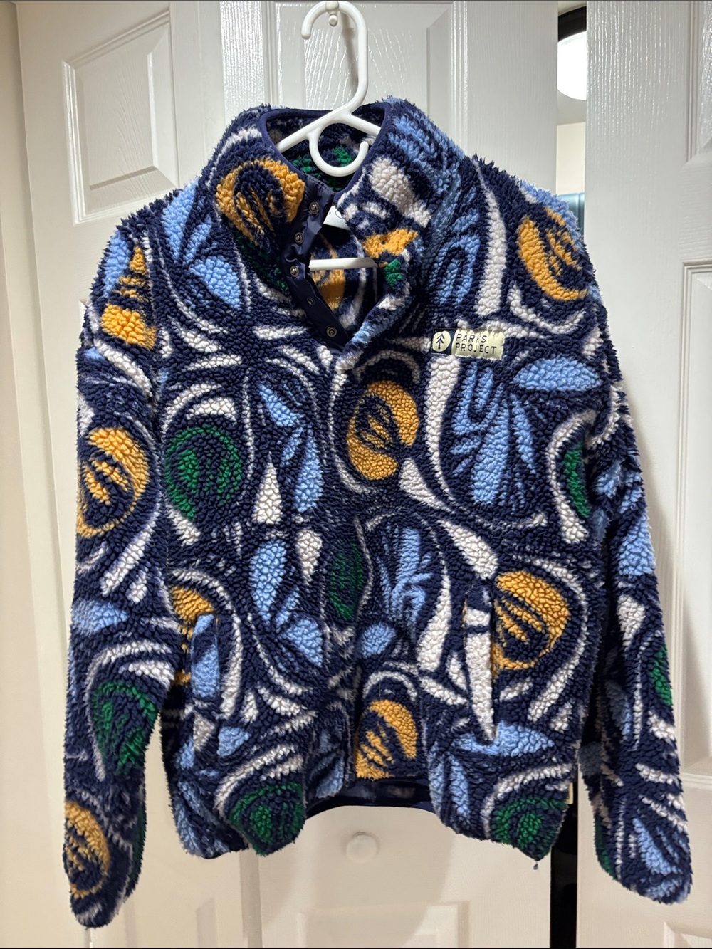 Parks Project Navy Sherpa Pullover Jacket with Light Blue, Green & Gold Accents